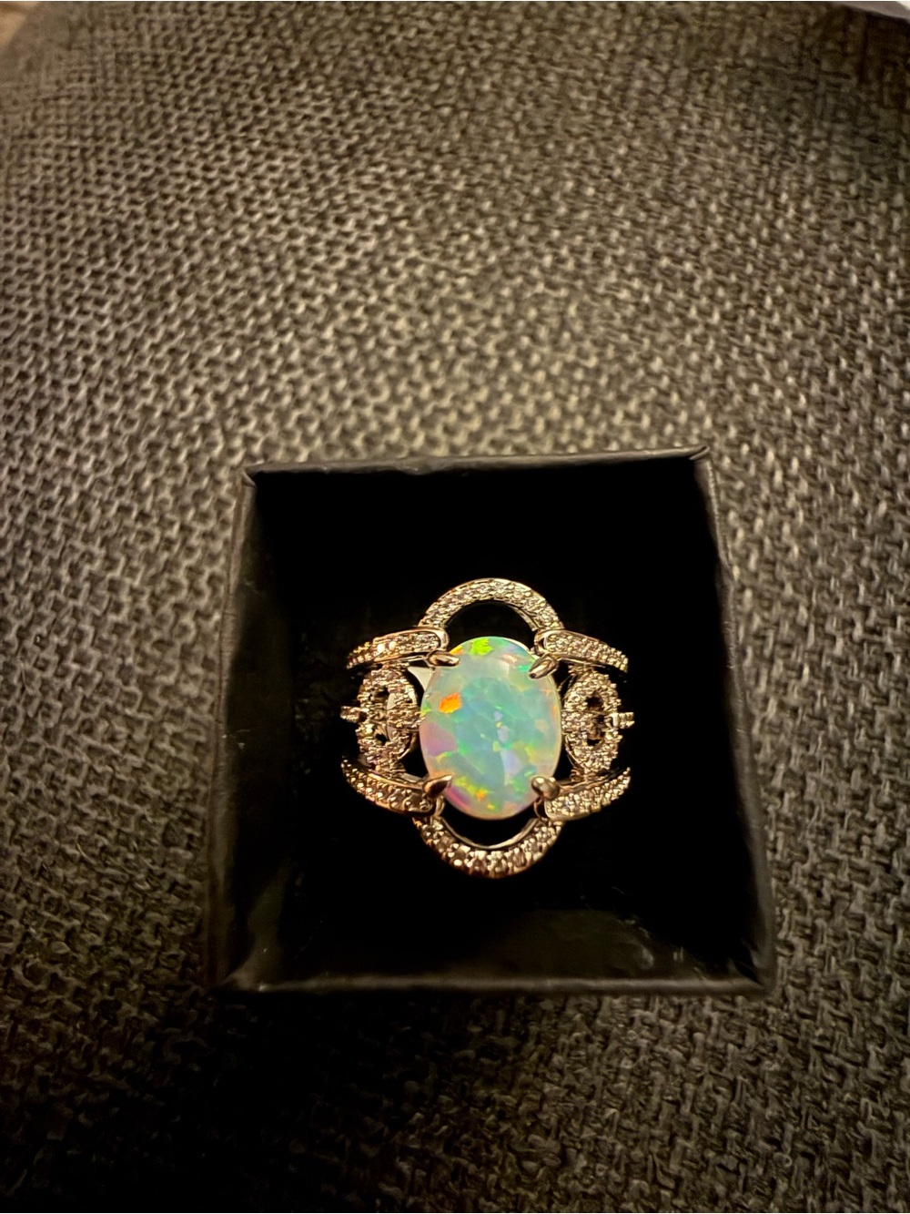 Opal Statement Ring in Iridescent White
